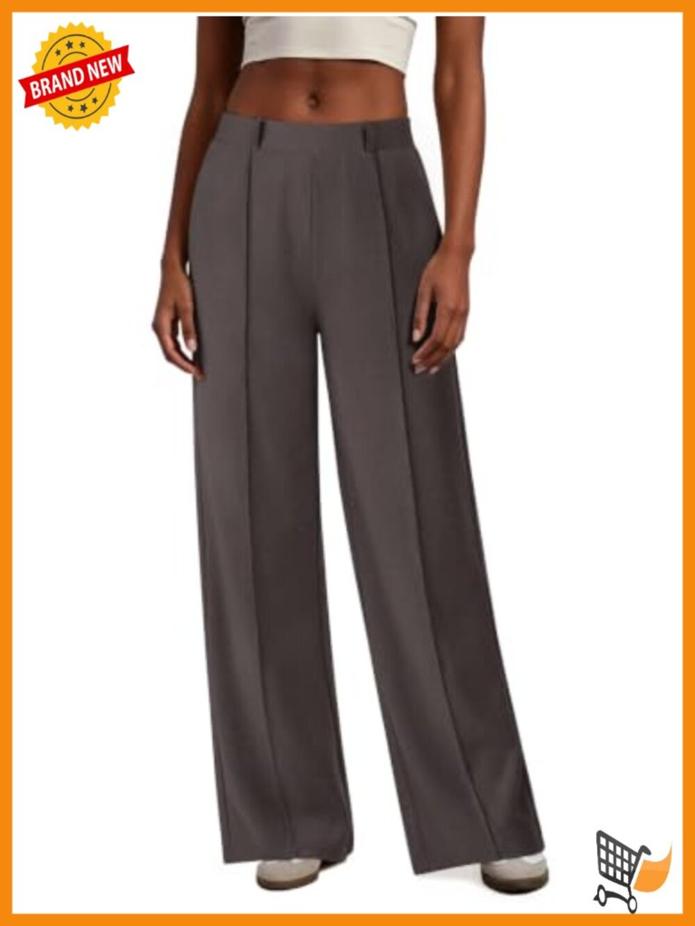 NIMIN Womens High Rise Wide Leg Pull On Business Casual Dress Pants Stretchy